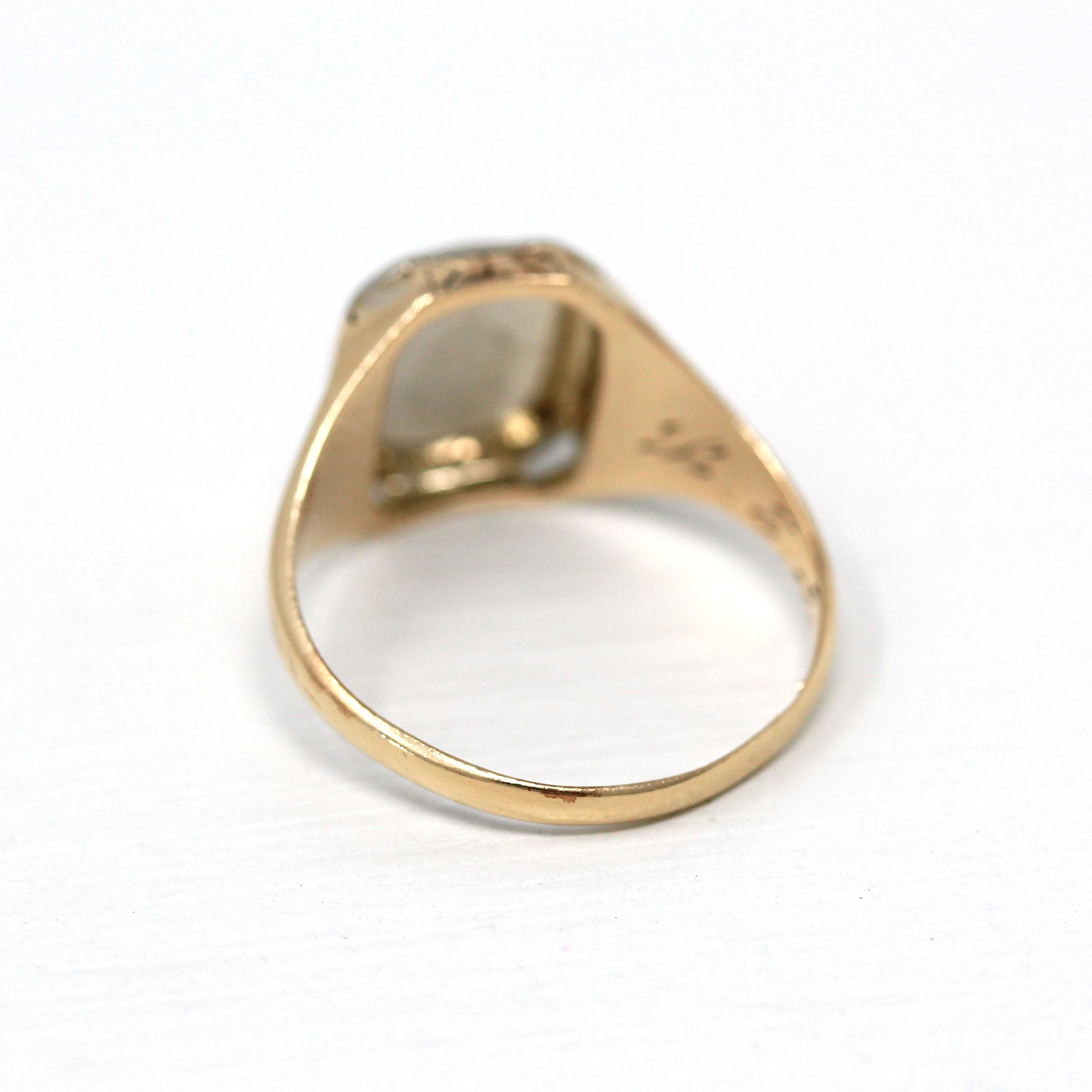 Sale - Antique Class Ring - Art Deco Era 14k Yellow & White Sale - Antique Class Ring - Art Deco Era 14k Yellow & White