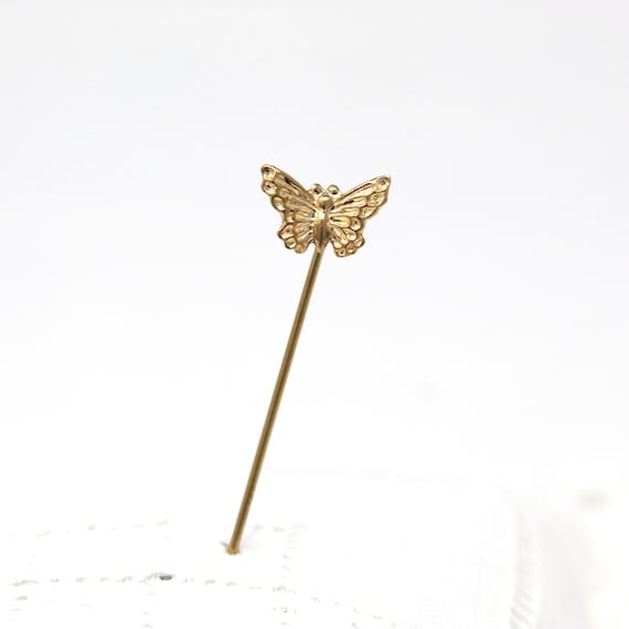 Sale - Butterfly Stick Pin - Retro 14k Yellow Gol… - image 1