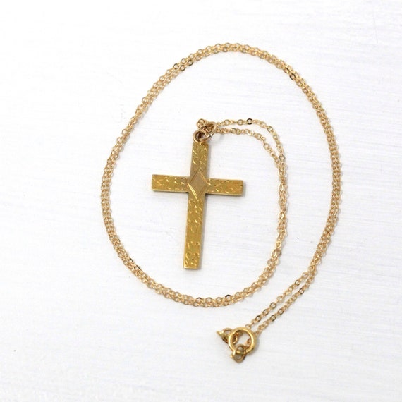 Sale - Vintage Cross Necklace - Mid Century 10k Y… - image 6
