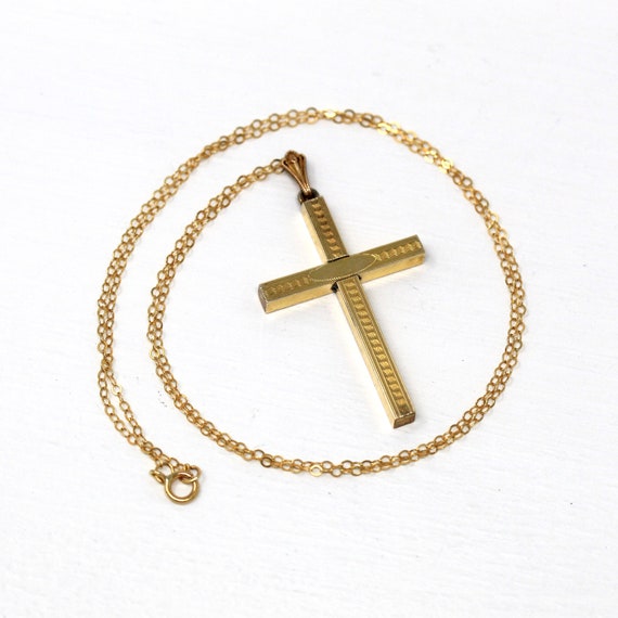 Vintage Cross Necklace - Retro 12k Gold Filled En… - image 5