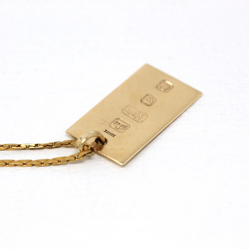 Sale Vintage Ingot Pendant Retro 9 Carat Solid Yellow Gold Blank