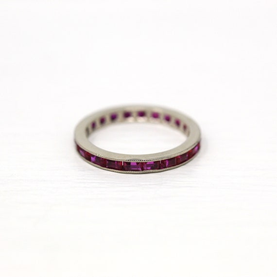 Sale - Created Ruby Band - Estate 10k White Gold … - image 7