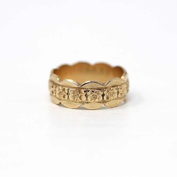 Retro Cigar Band - Vintage 14k Yellow Gold Floral… - image 5