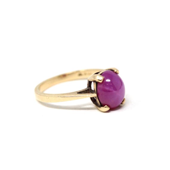 Created Star Ruby Ring - Retro 10k Yellow Gold Ca… - image 3