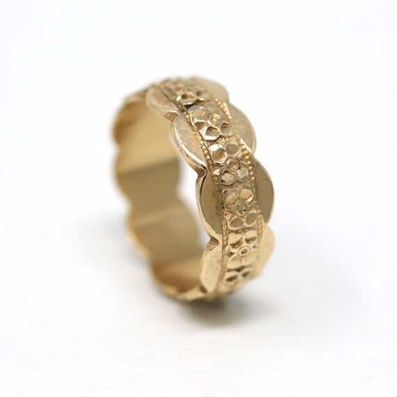 Retro Cigar Band - Vintage 14k Yellow Gold Floral… - image 1