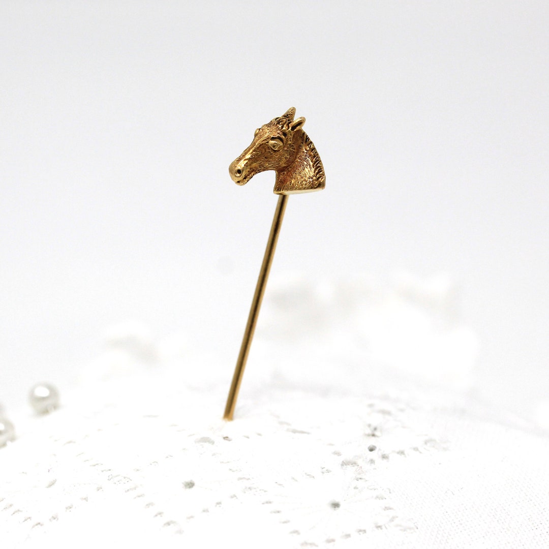 Sale Horse Stick Pin Edwardian 14k Yellow Gold Figural Animal Head