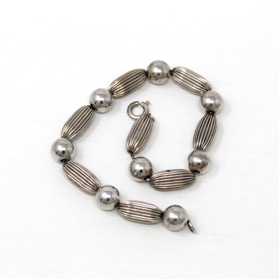 Sale - Vintage Bead Bracelet - Retro Sterling Sil… - image 8