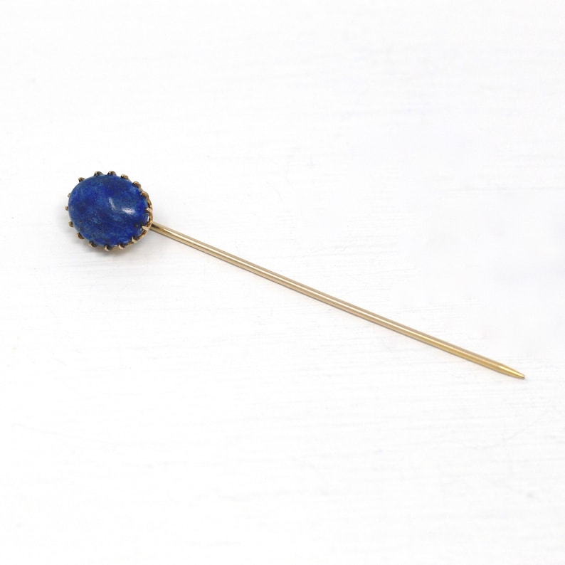 Sale - Antique Stick Pin - Edwardian Gold Filled Blue Genuine Lapis Lazuli 3.38 CT Gem - Circa shops 1900s Era Fashion Accessory Neckwear Jewelry