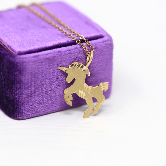 Sale - Estate Unicorn Necklace - Vintage 90s 14k … - image 6