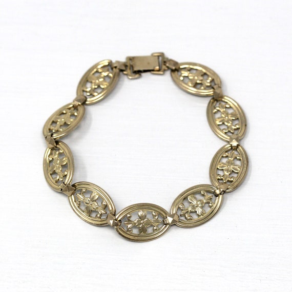 Sale - Vintage Flower Bracelet - Retro 14k Gold F… - image 1