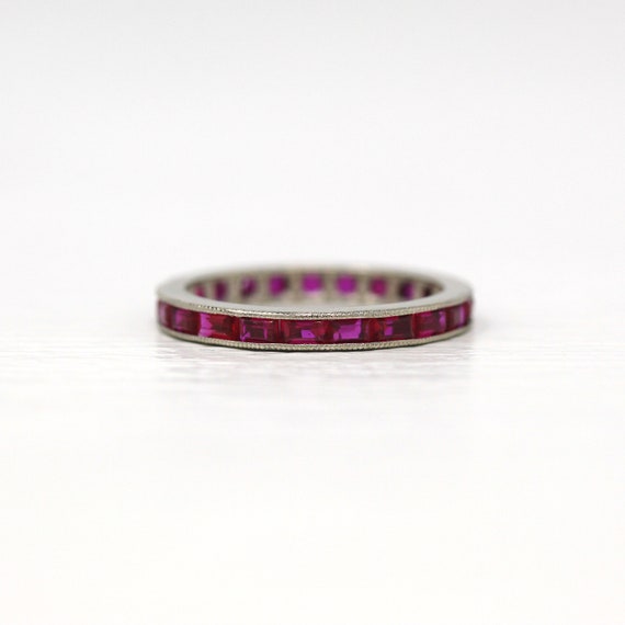 Sale - Created Ruby Band - Estate 10k White Gold … - image 5