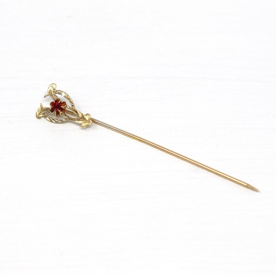 Sale - Simulated Garnet Pin - Edwardian 10k Yello… - image 5