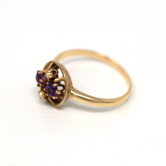 Sale - Genuine Amethyst Ring - Retro 10k Yellow G… - image 9