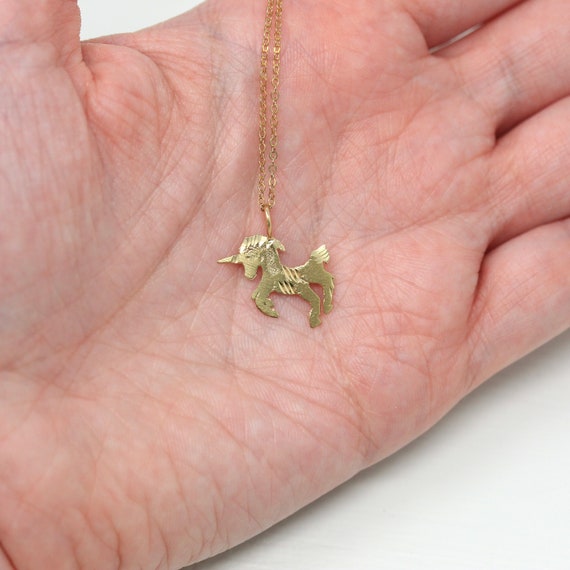 Sale - Estate Unicorn Necklace - Vintage 90s 14k … - image 4