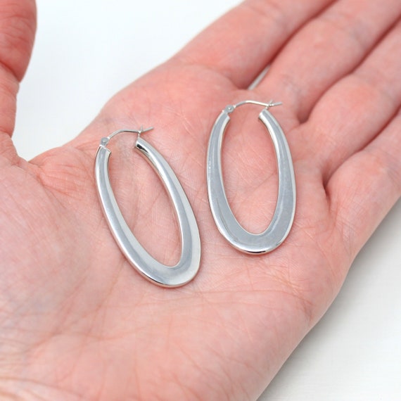 Sale - Modern Hoop Earrings - Estate 14k White Go… - image 6