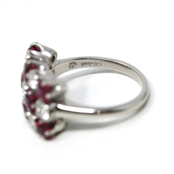 Ruby & Diamond Cluster Ring - Estate Platinum Nat… - image 8