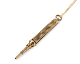 Fickursnyckelhänge - Viktoriansk era 9k gult guld avlång verktygsfobberlock - Cirka sent 1800-tal herr unisex accessoar engelska smycken