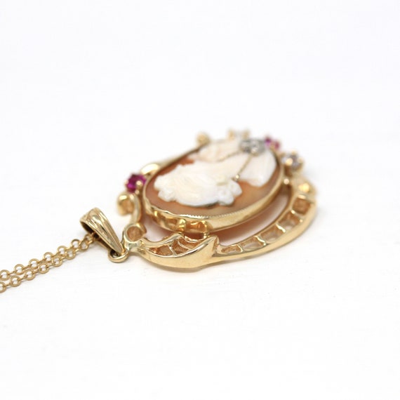 Vintage Cameo Necklace - Retro 10k Yellow Gold Ca… - image 6