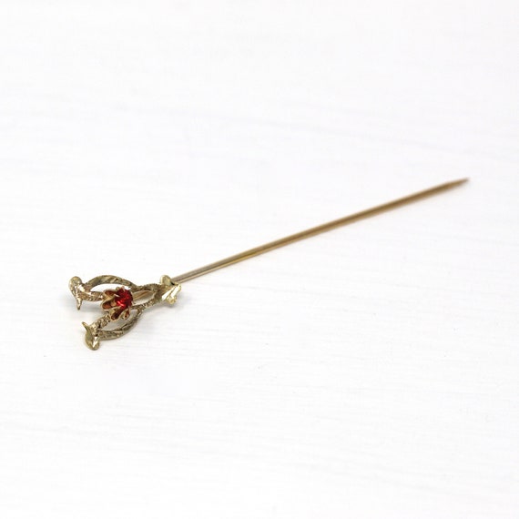 Sale - Simulated Garnet Pin - Edwardian 10k Yello… - image 7