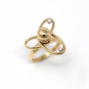 les voetstuk Implicaties Sale Diamond Spinner Ring Modern 14k Yellow Gold Ovals - Etsy