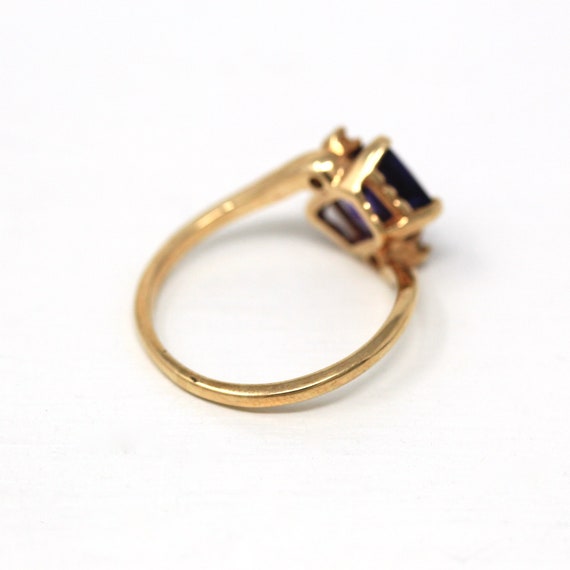 Created Sapphire Ring - Retro 10k Yellow Gold Pur… - image 6