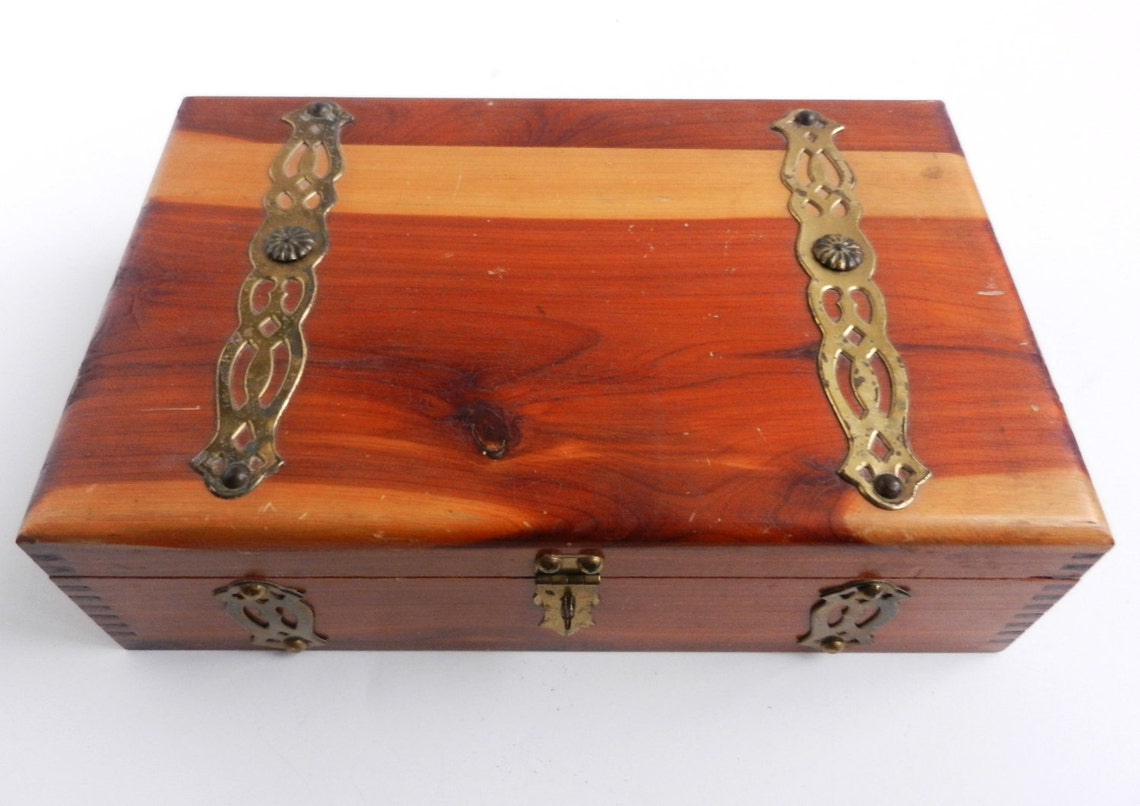 Large Wooden Cigar / Jewelry Box Antique Cedar Wood Etsy