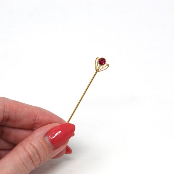 Sale - Antique Stick Pin - Art Deco Created Ruby … - image 8