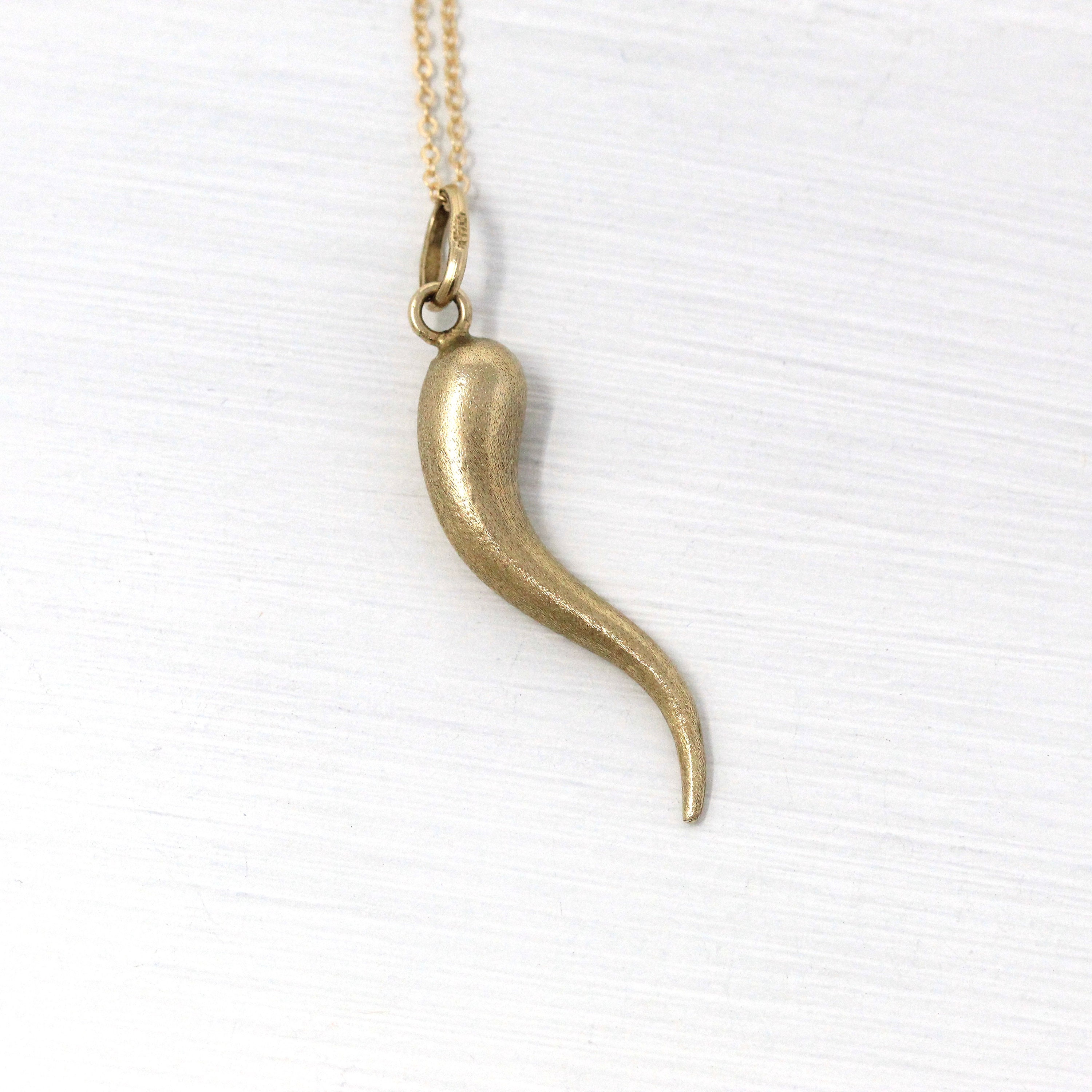 Sale Italian Horn Necklace Retro 14k Yellow Gold Italy Etsy