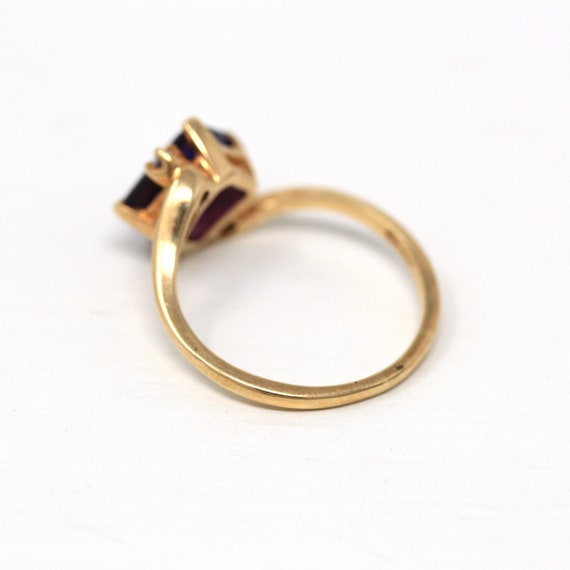 Created Sapphire Ring - Retro 10k Yellow Gold Pur… - image 7