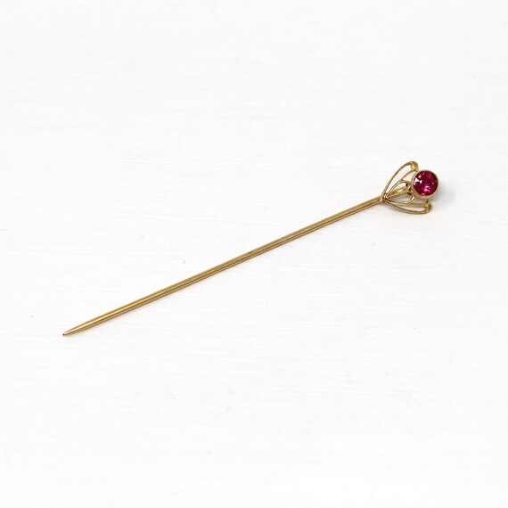 Sale - Antique Stick Pin - Art Deco Created Ruby … - image 7