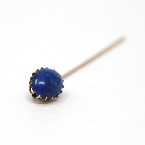 Sale - Antique Stick Pin - Edwardian Gold Filled Blue Genuine Lapis Lazuli 3.38 CT Gem - Circa shops 1900s Era Fashion Accessory Neckwear Jewelry