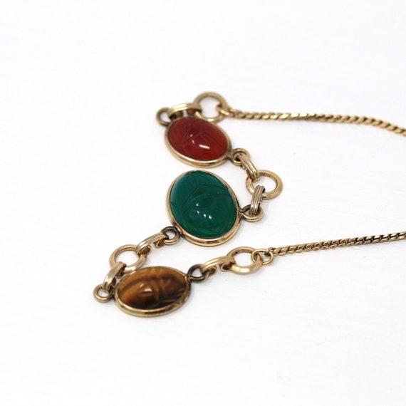 Vintage Scarab Necklace - Retro 12k Gold Filled C… - image 6