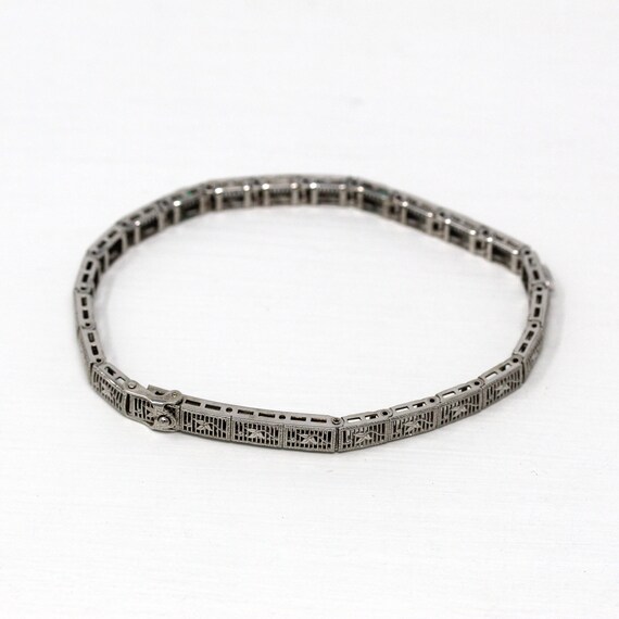 Sale - Art Deco Bracelet - Antique 10k White Gold… - image 7