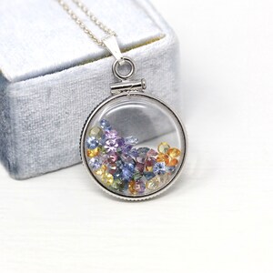 Yellow Sapphire Shaker Locket Fancy Baguette Cut Necklace Jewelry Handcrafted Sterling Silver Lucite Genuine 2.5 CTW Gemstones Pendant