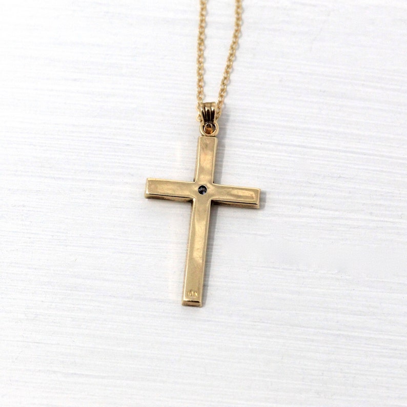 1940s Era Statement Religious Faith Flower 40s Fine Jewelry Vintage Cross Necklace Retro 10k Yellow /& White Gold Genuine Diamond Pendant