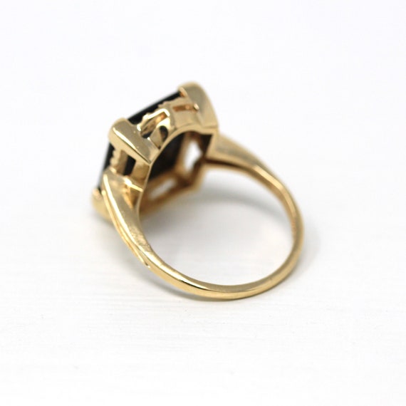 Genuine Onyx Ring - Retro 14k Yellow Gold Rectang… - image 5