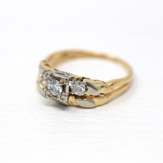 Sale - Wedding Ring Set - Retro 14k Yellow & Whit… - image 6