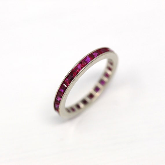 Sale - Created Ruby Band - Estate 10k White Gold … - image 1