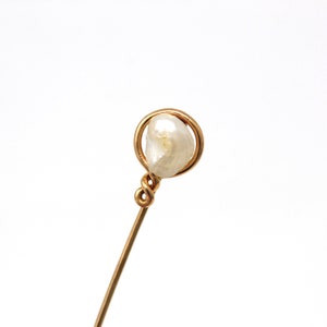 Sale - Baroque Pearl Stick Pin - Edwardian 10k & 14k Yellow Gold Genuine Organic Gem - Antique Circa 1910s Fashion Accessory Fine Jewelry