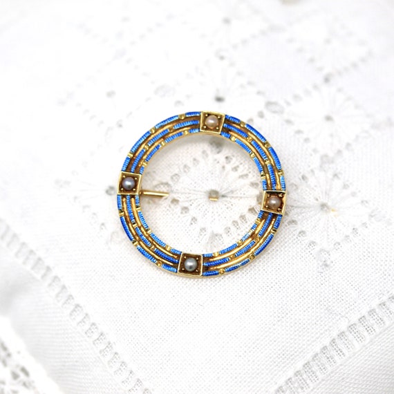 Sale - Antique Circle Brooch - Edwardian 14k Yello