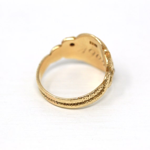 Snake Signet Ring - Edwardian Era 14k Yellow Gold… - image 7