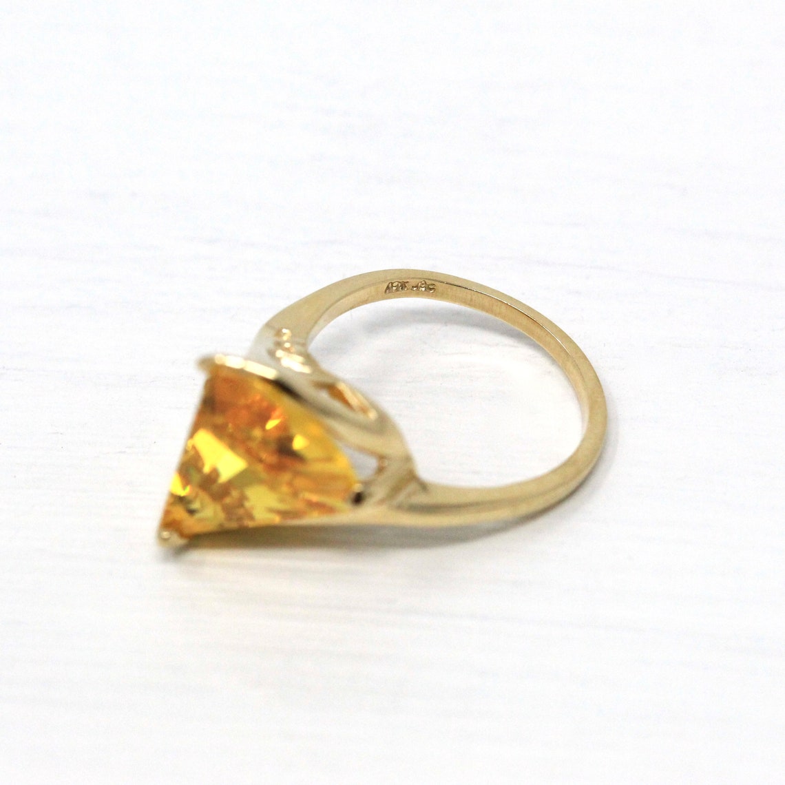 Yellow CZ Ring Estate 10k Yellow Gold Fancy Cut Large Cubic Etsy