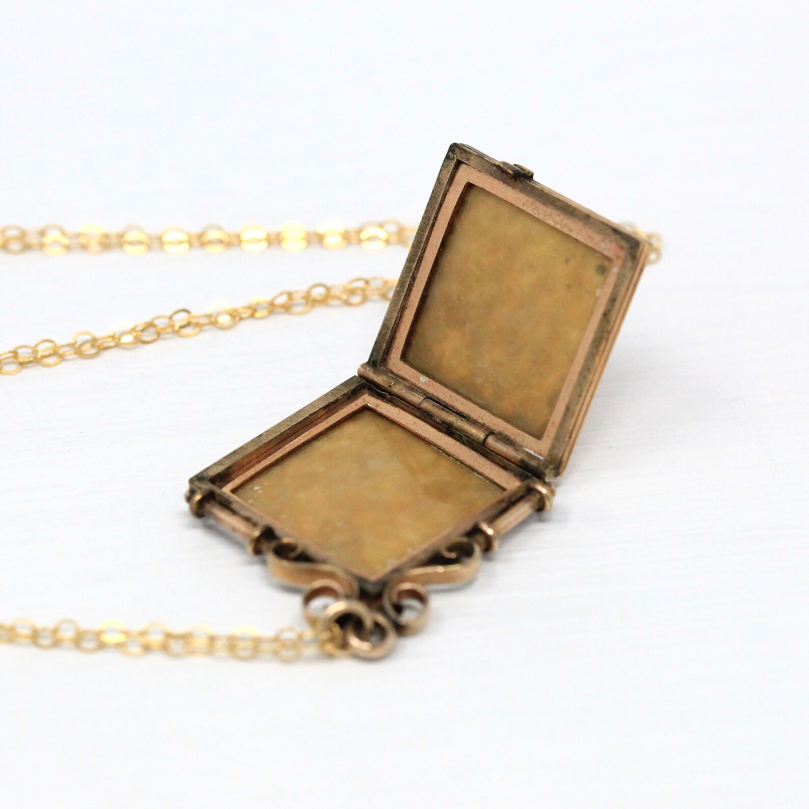 Antique Photo Locket Victorian Gold Filled Square Engraved Etsy