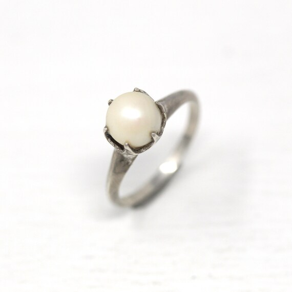 Sale - Cultured Pearl Ring - Mid Century Sterling… - image 3