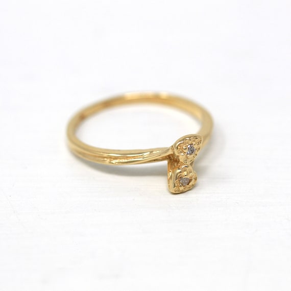 Sale - Diamond Heart Ring - Retro 14k Yellow Gold… - image 8