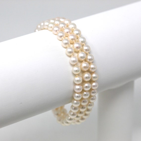 Sale - Cultured Pearl Necklace - Modern 14k Yello… - image 1