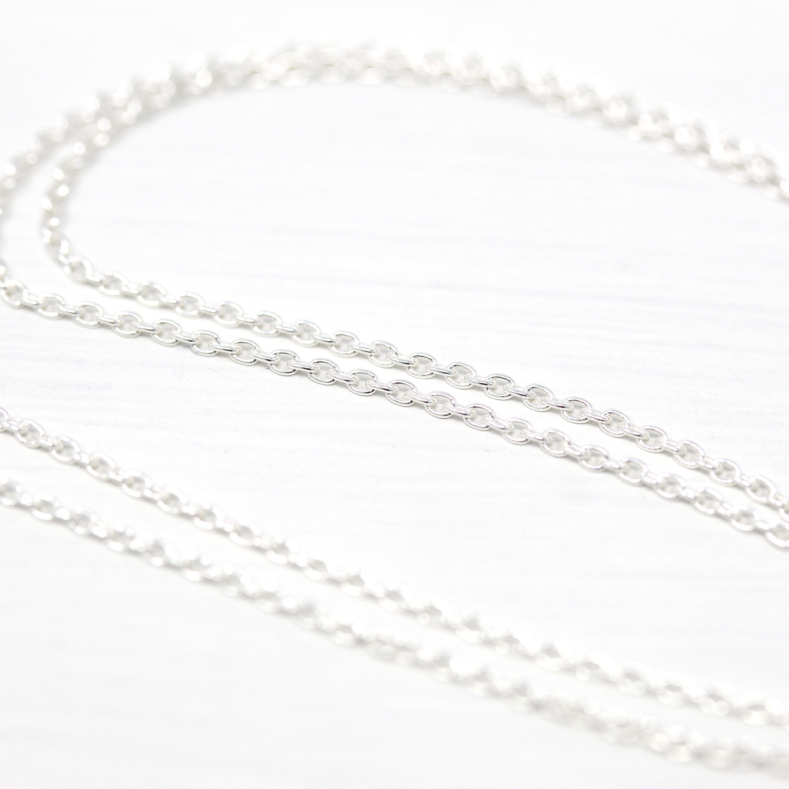 Sterling Silver Chain - 18 Inch Cable Link - 1 mm Eighteen Inch Polished .925 Silver New Necklace Spring Clasp Finished Jewelry Supply