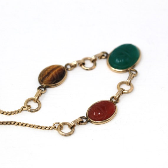 Vintage Scarab Necklace - Retro 12k Gold Filled C… - image 5