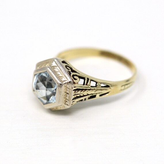 Genuine Aquamarine Ring - Art Deco Era 14k Yellow… - image 5