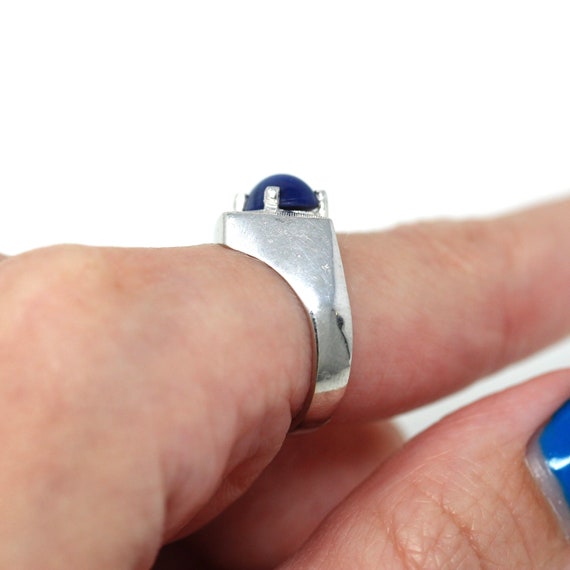 Sale - Created Star Sapphire Ring - Retro 14k Whi… - image 4